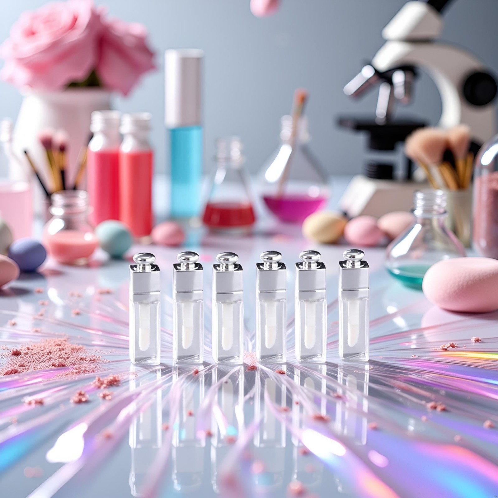 6 Pcs 3Ml Clear Lip Gloss Tubes, Empty Lip Gloss Tubes Containers Refillable Lip