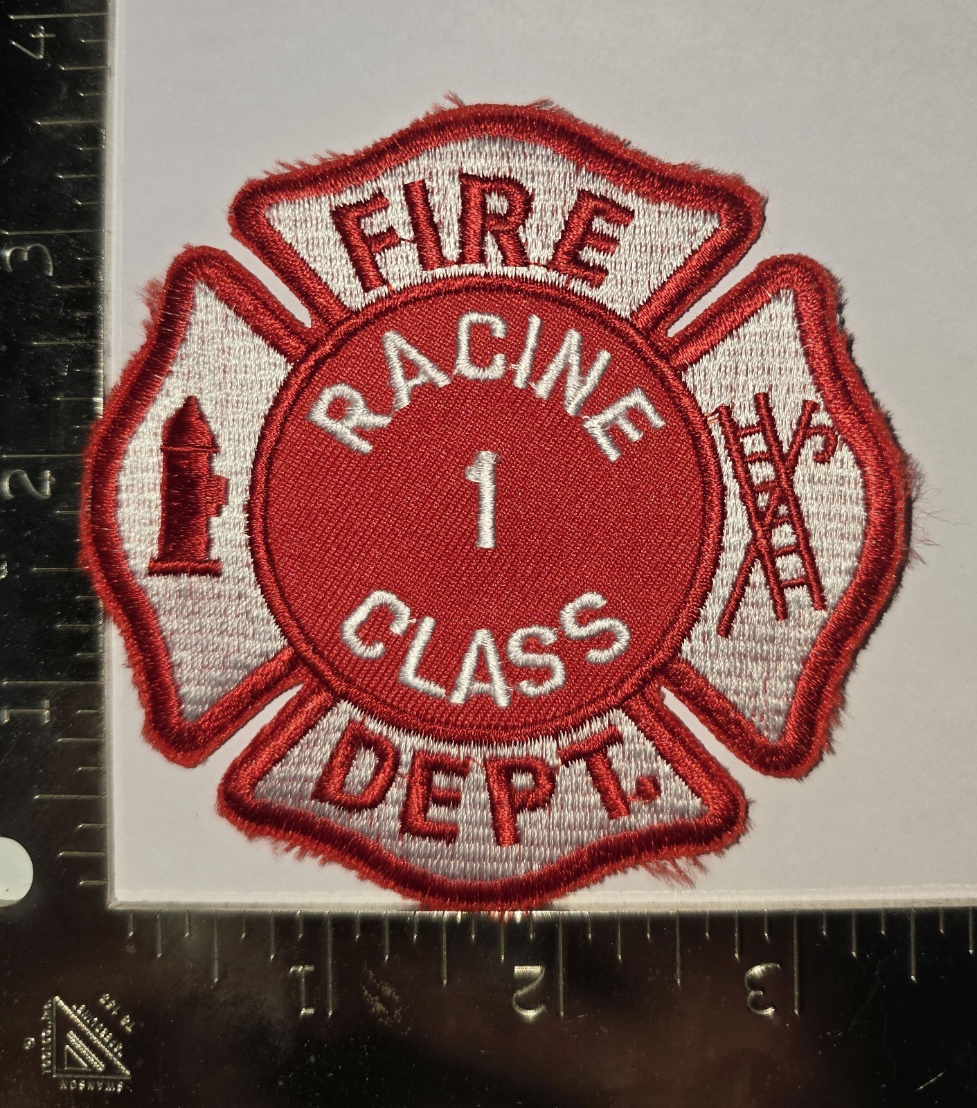 Racine Fire Dept Patch – Class 1 Maltese Cross, Hydrant & Ladder
