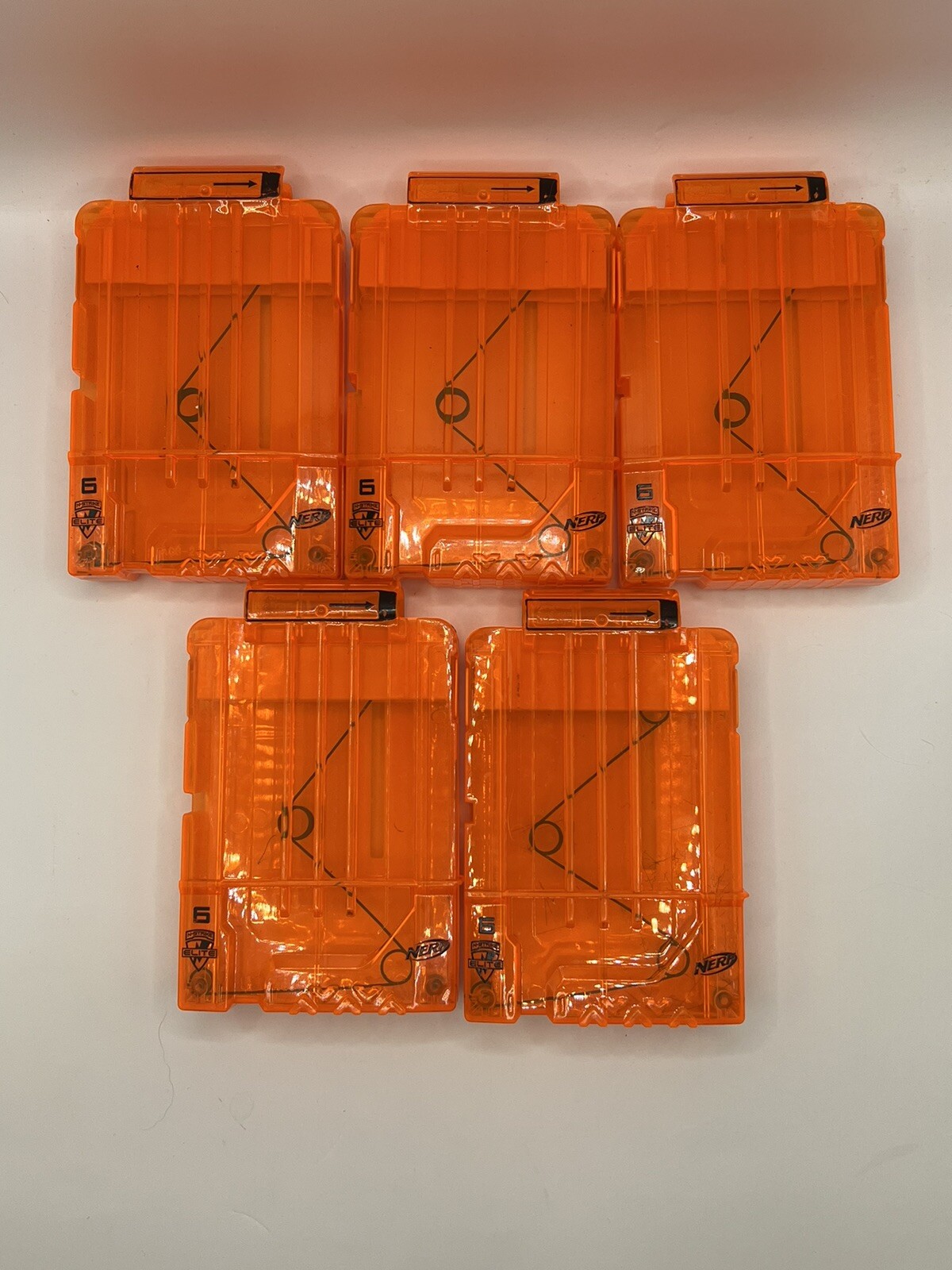 Nerf N-Strike Elite 6 Round Clip Ammo Magazine Cartridge Clips Dart - Lot of 5