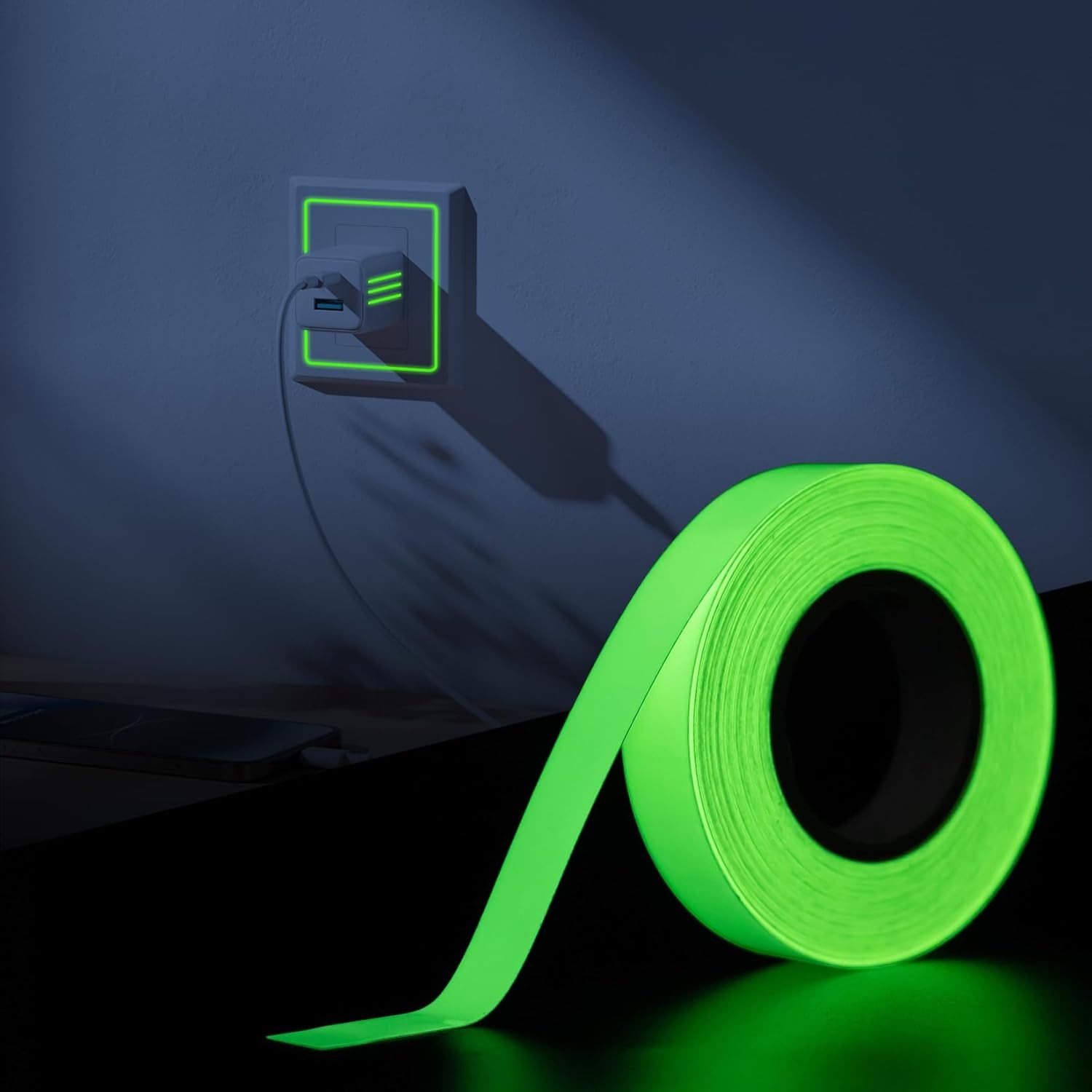 CARGEN Green Glow in The Dark Tape, Fluorescent Wall 0.5 x 33FT,