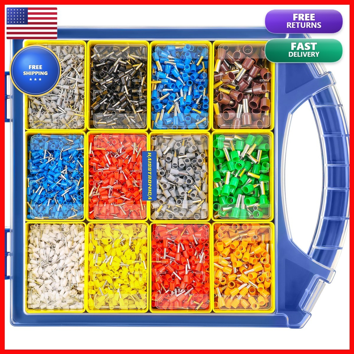 haisstronica HX1605 5000 PCS Wire Ferrules Kit AWG 22-7 12 Sizes