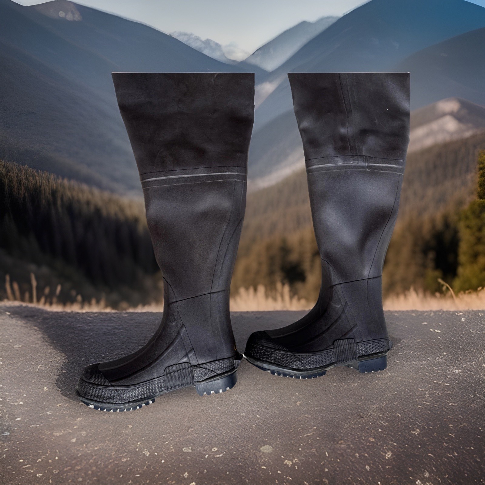 Cabelas Mens Brown Rubber Hip Waders Steel Shank Fishing Boots 7M, Hunting