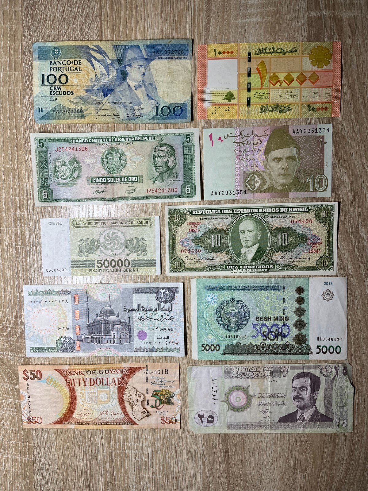 Lot of 10 Assorted Circulated Foreign Currency Banknotes World Paper Money
