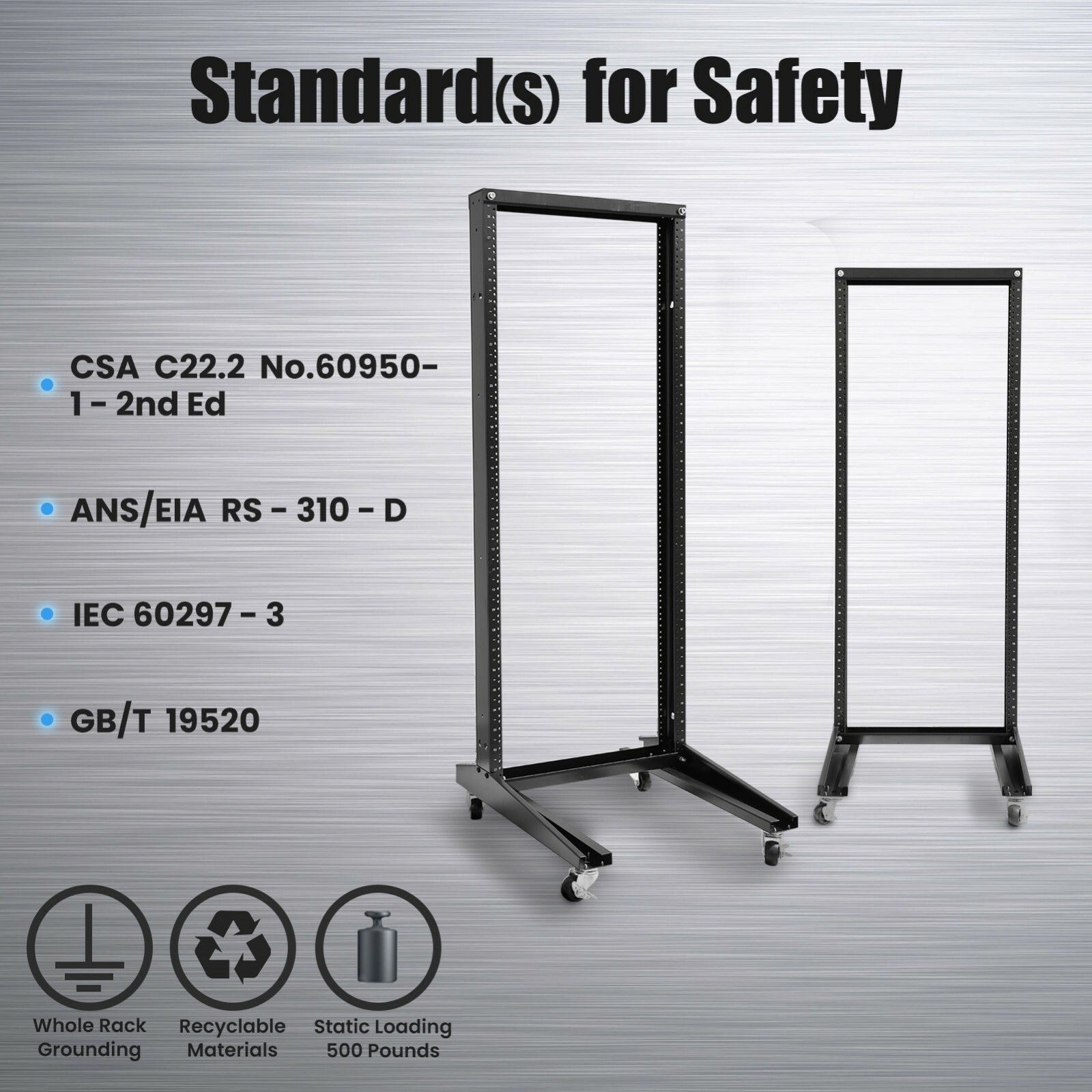 42U Movable 19inch 2 Post Open Frame Heavy Duty IT Network Data Server Rack