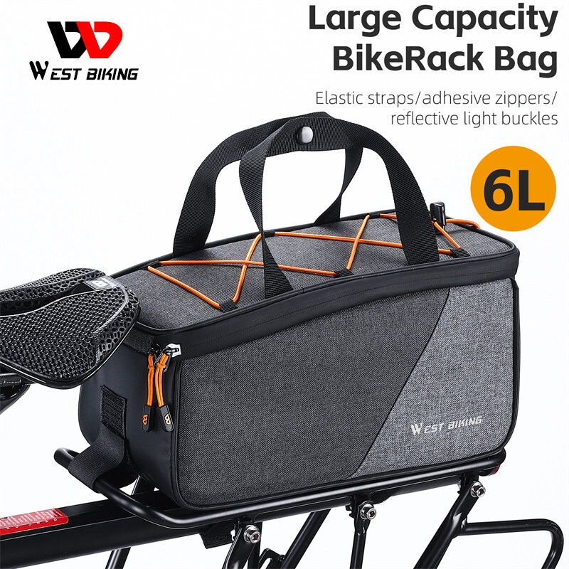 WEST BIKING Bike Rear Rack Pack Bag Bicycle Trunk Carrier Pannier Bag HandBag 6L