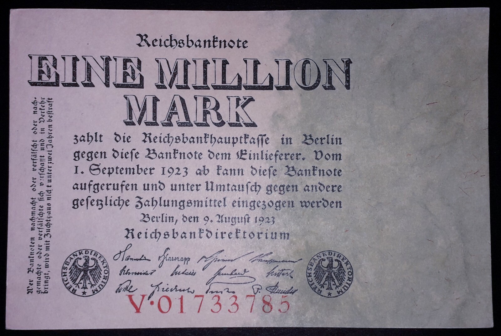 Germany"Weimar hyperinflation" 1 mln mark banknote, 1923year,good condition