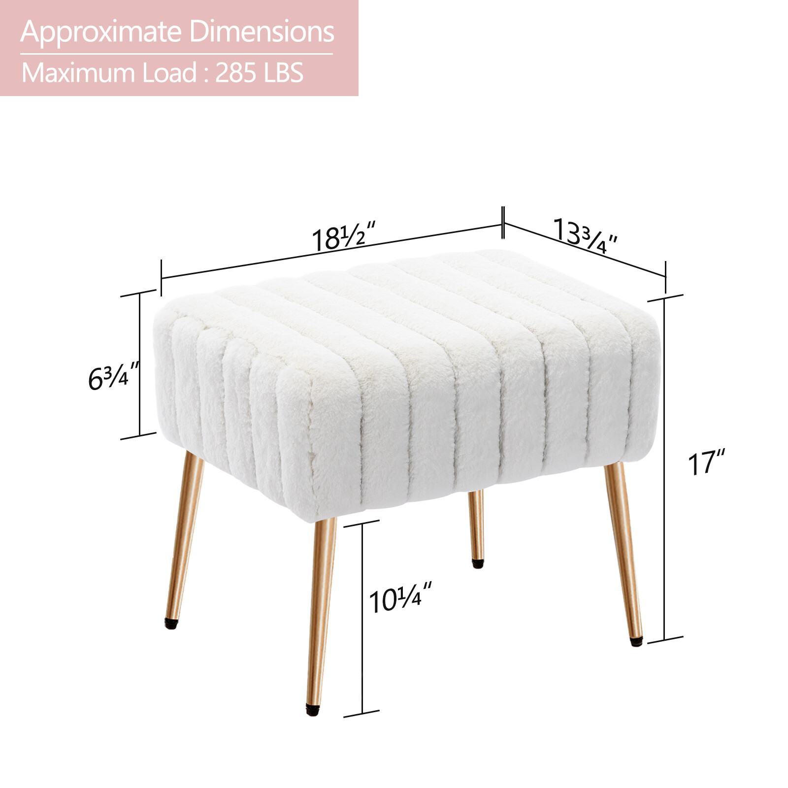 Duhome Modern Ottoman Bench Faux FurTufted Footrest Vanity Makeup Stool