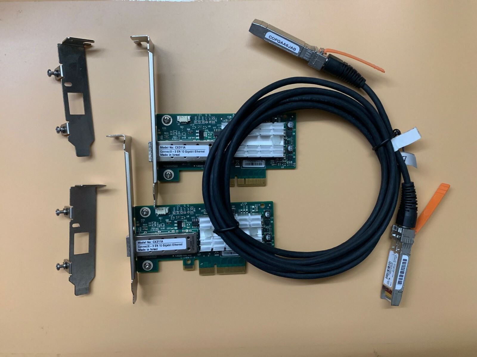 2PCS Mellanox MCX311A-XCAT CX311A ConnectX-3 EN Network Card 10GbE + cable SFP