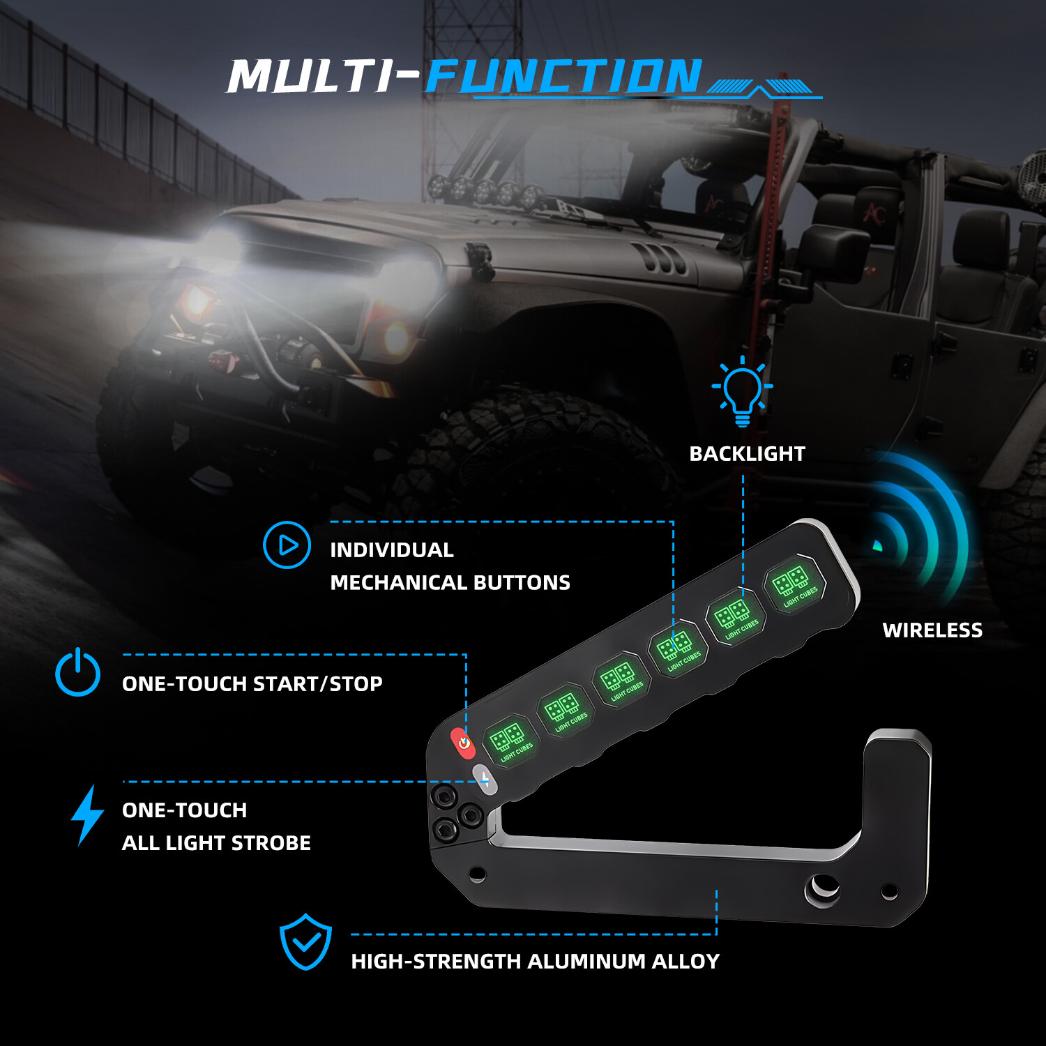 6 Gang Switch Panel Led Light Bar Electronic Relay System For Jeep Wrangler JK