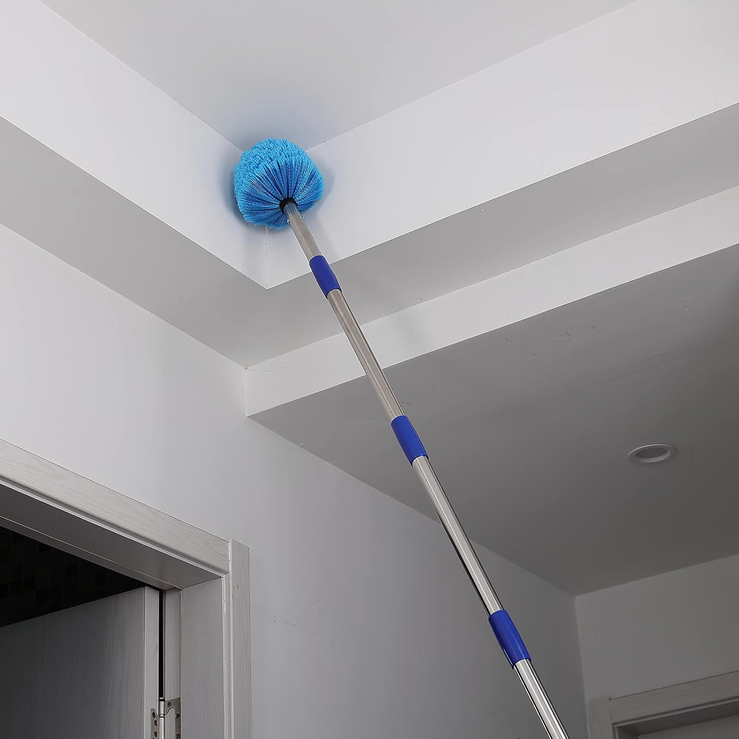 Cobweb Duster with Extension Pole, Medium Stiff Bristles Cobweb Duster Head & 6-