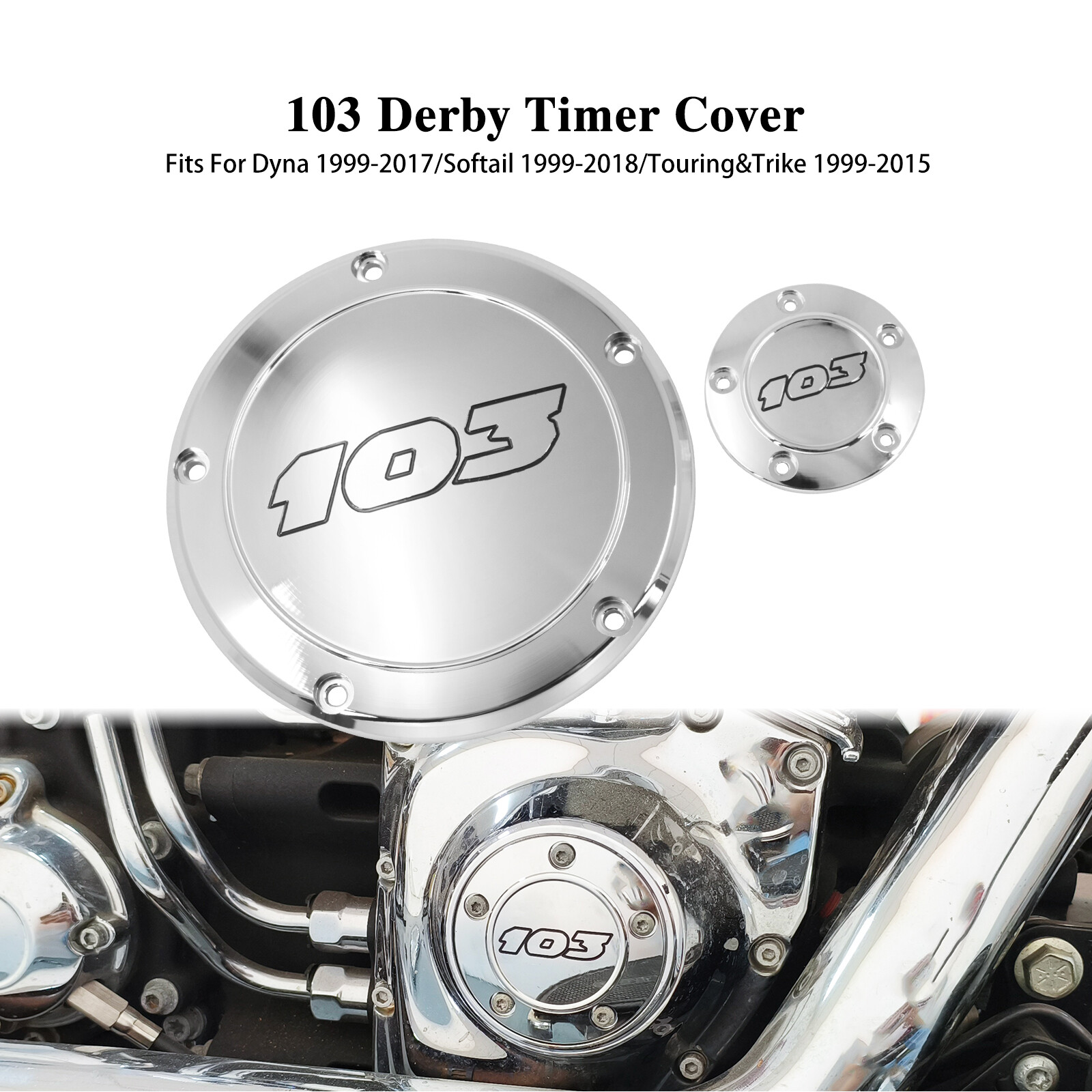 Chrome 103 Derby Timing Timer Cover Set Fit For Harley Dyna Softail Touring FLHT