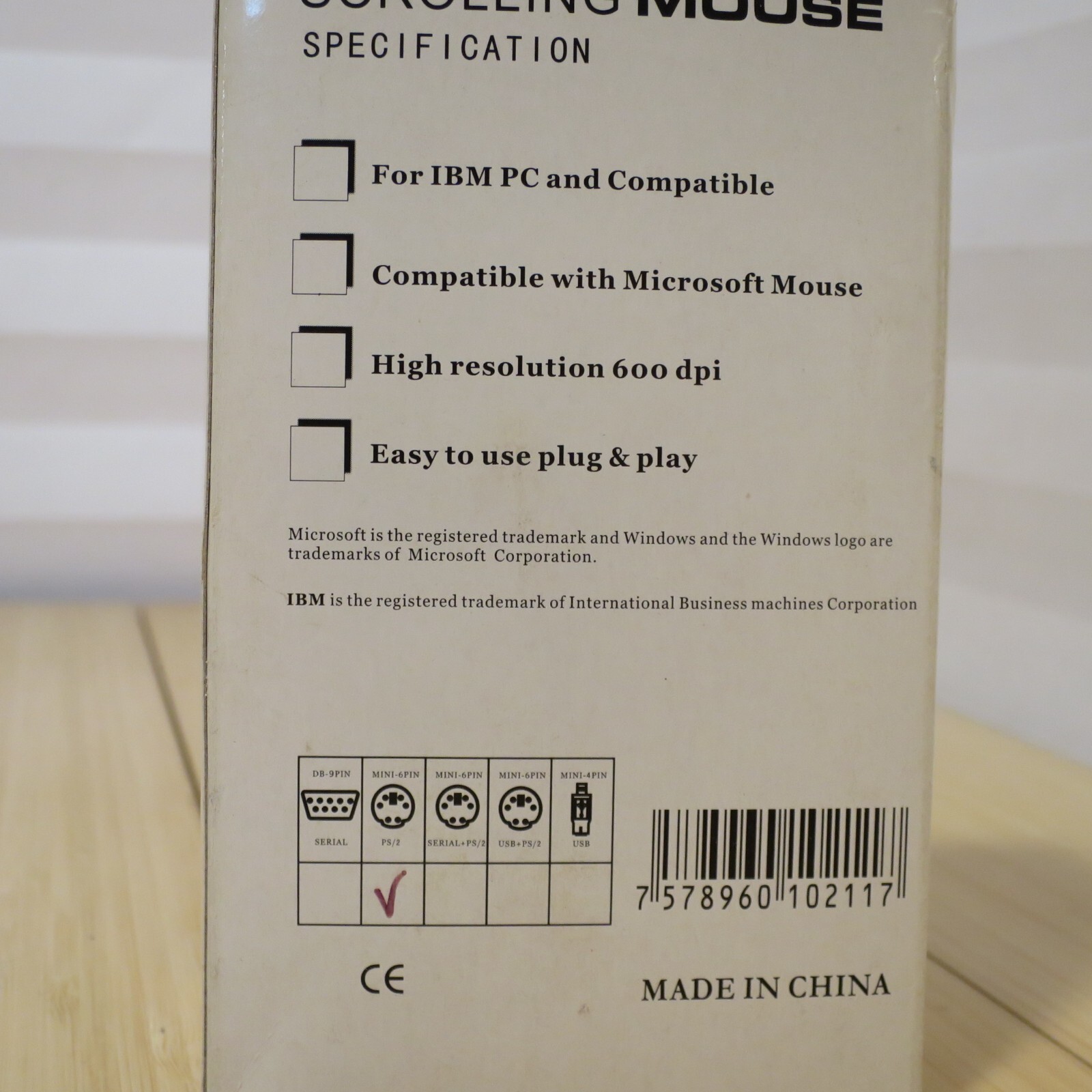 Designer Scrolling Mouse Model H2002 PS2 600DPI (1 of 2)