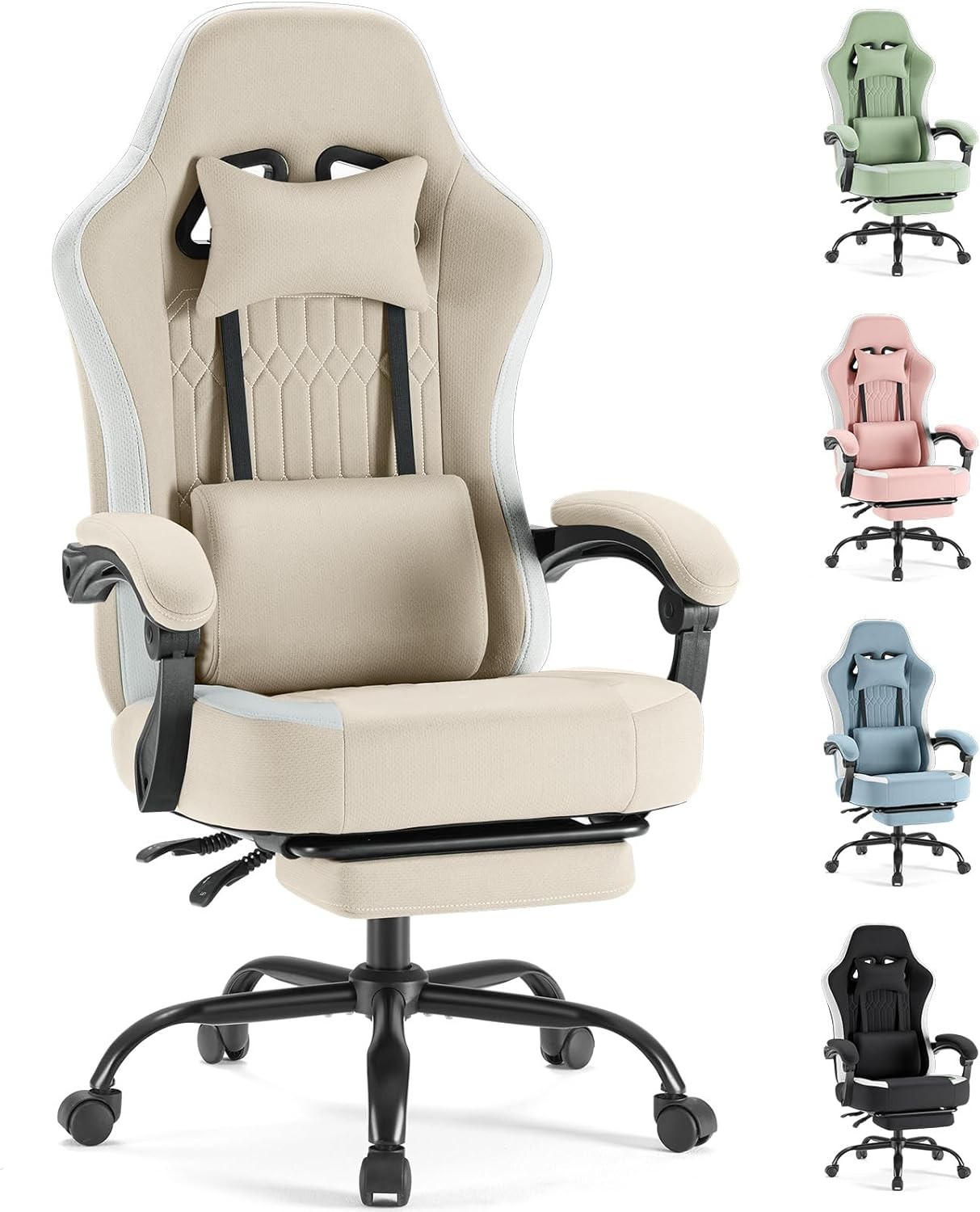 Computer Gaming Chair High Back Ergonomic Desk Chair W/ Footrest & Lumbar