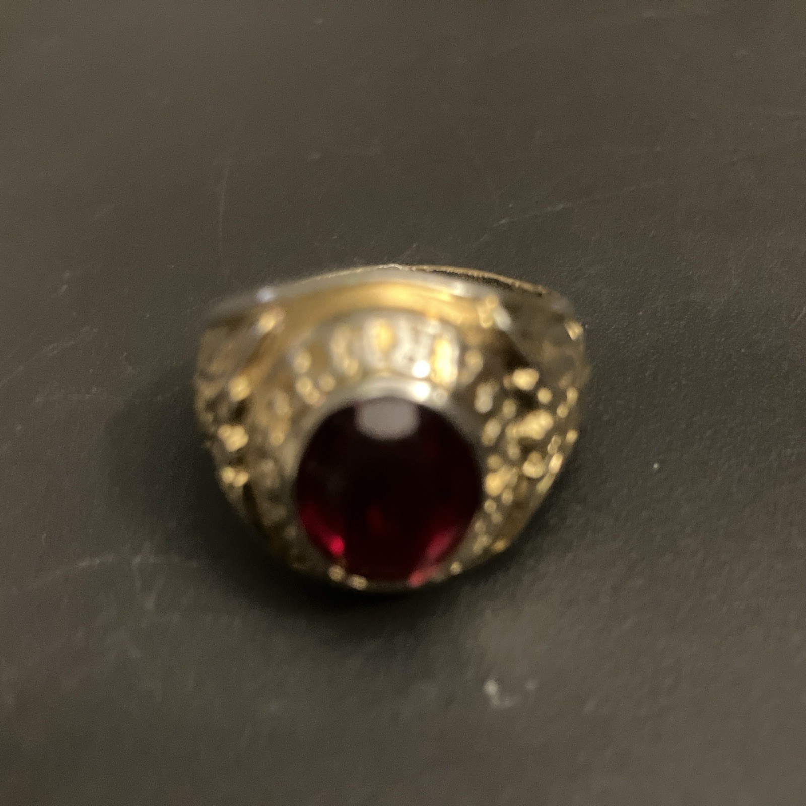 UINTED STATES ARMY RUBY RED  STONE GOLD PLATED RING