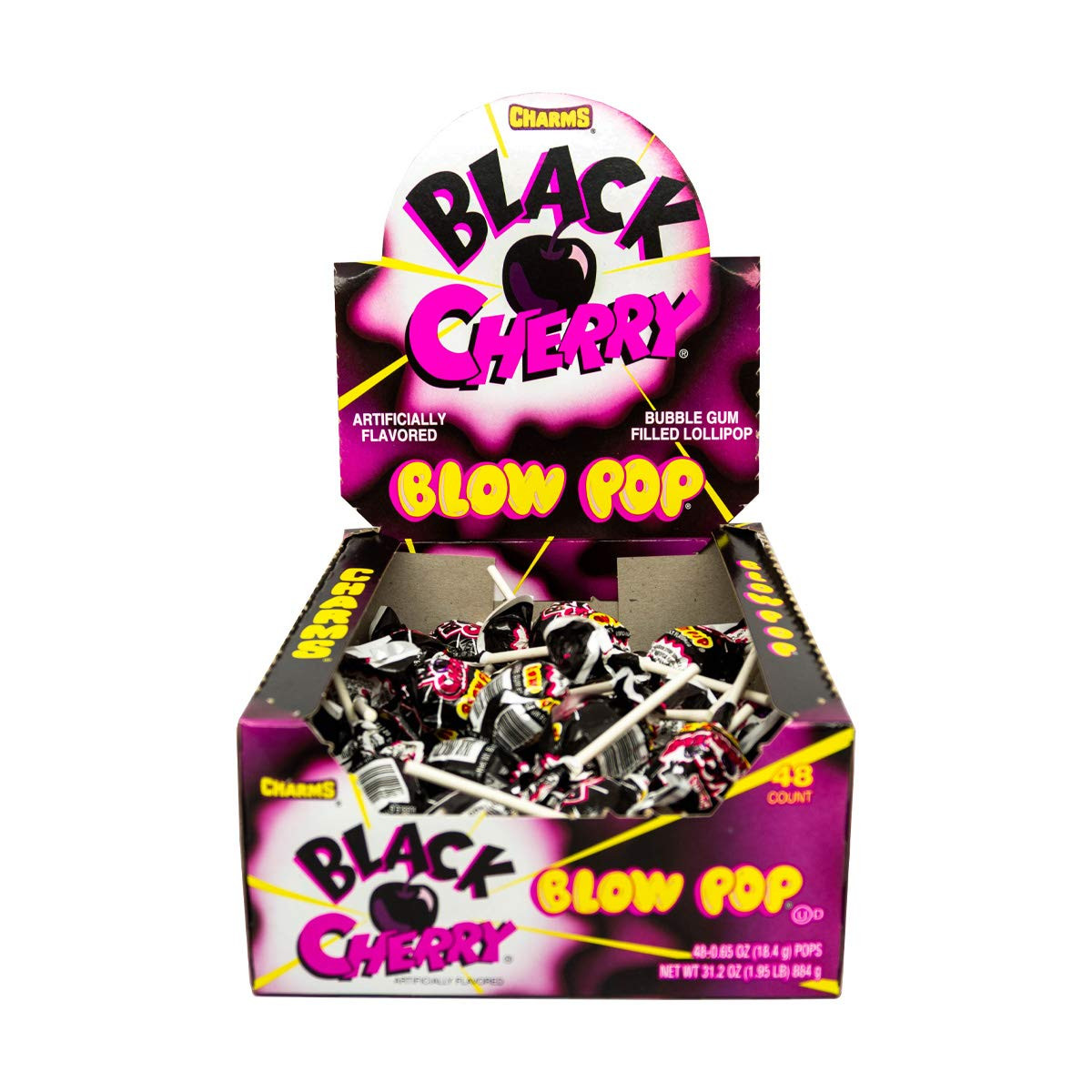 Charms Blow Pops, Black Cherry Flavor, 48-Count Box