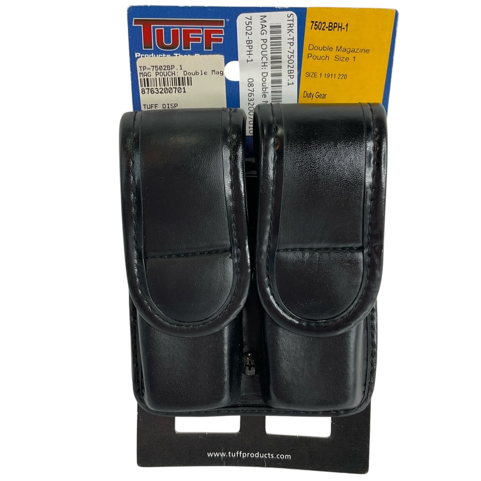 Tuff Double Magazine Pouch Shooting Black Size 1 1911 220  TP-7502-BPH-1