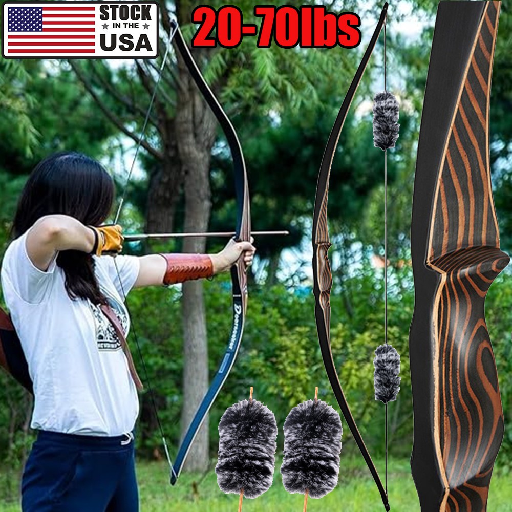 Archery 54" Traditional Bow Hunting Longbow Handmade Recurve Bow 20-70lbs RH