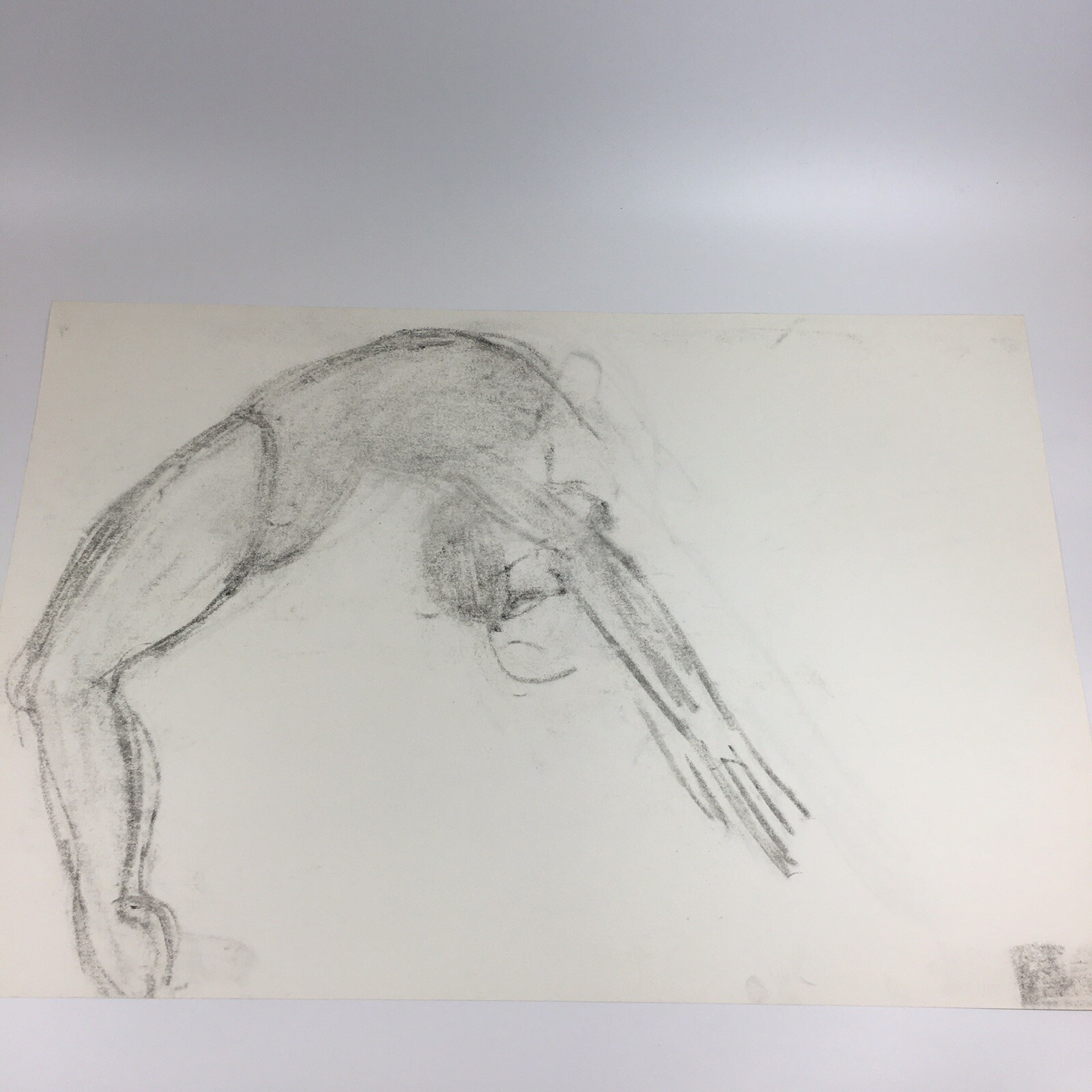 Kip Gresham Unsigned Original Charcoal Drawing Gymnast Curwen Archive #14