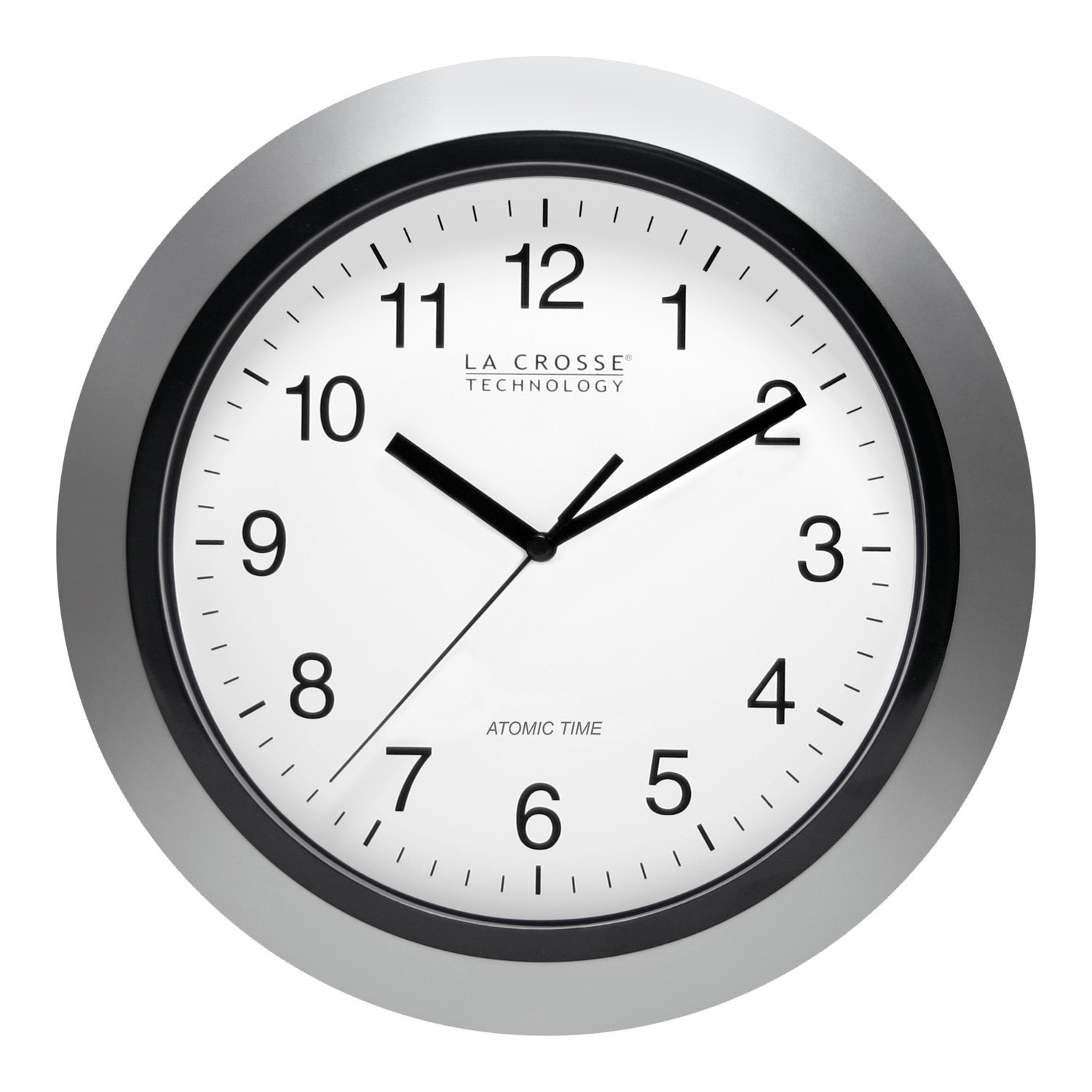 WT-3129S La Crosse Technology 12" Atomic Analog Wall Clock - Silver NIB