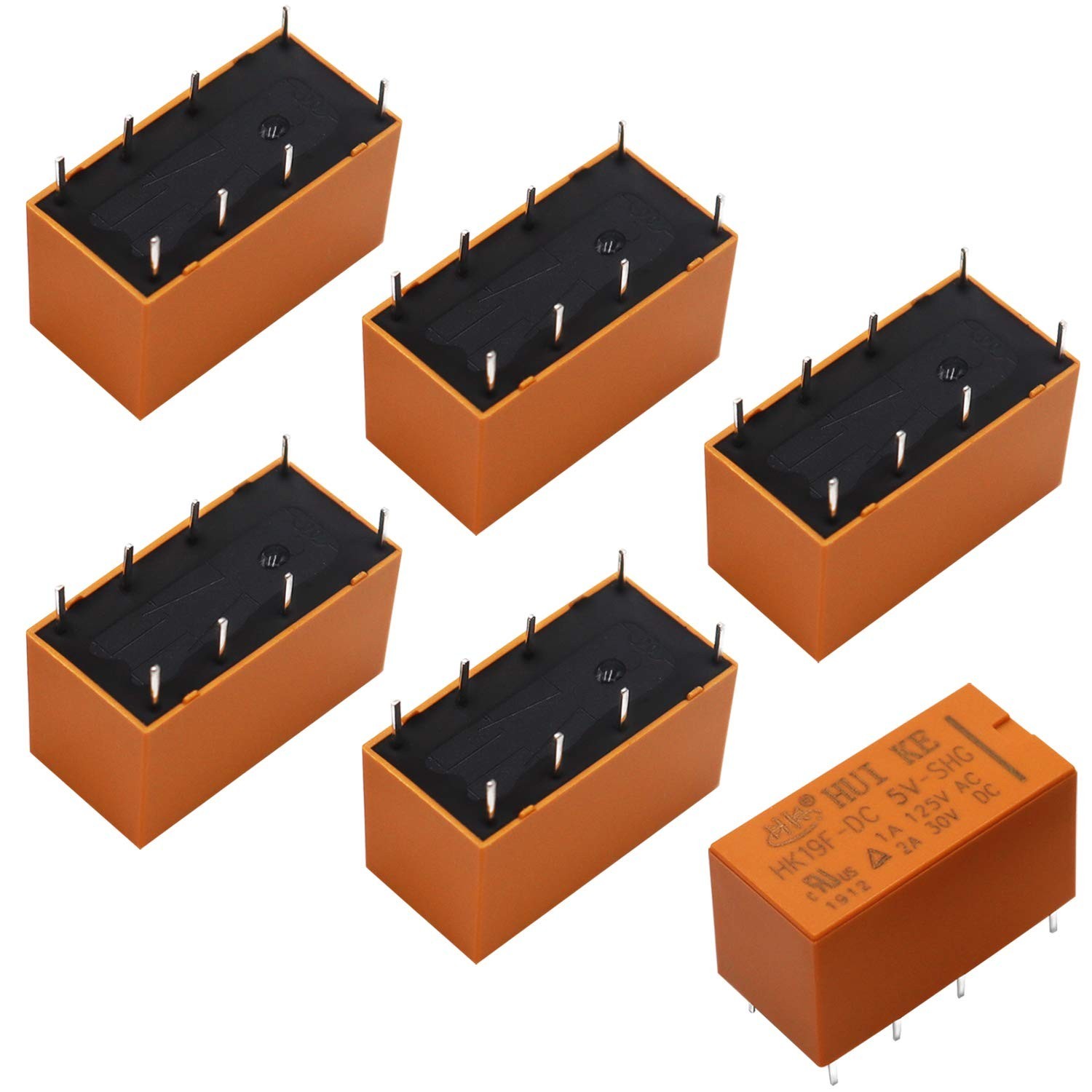 Tnisesm 6pcs Coil DPDT PCB Power Relay DC 5V 8 Pins Mini Power Relay