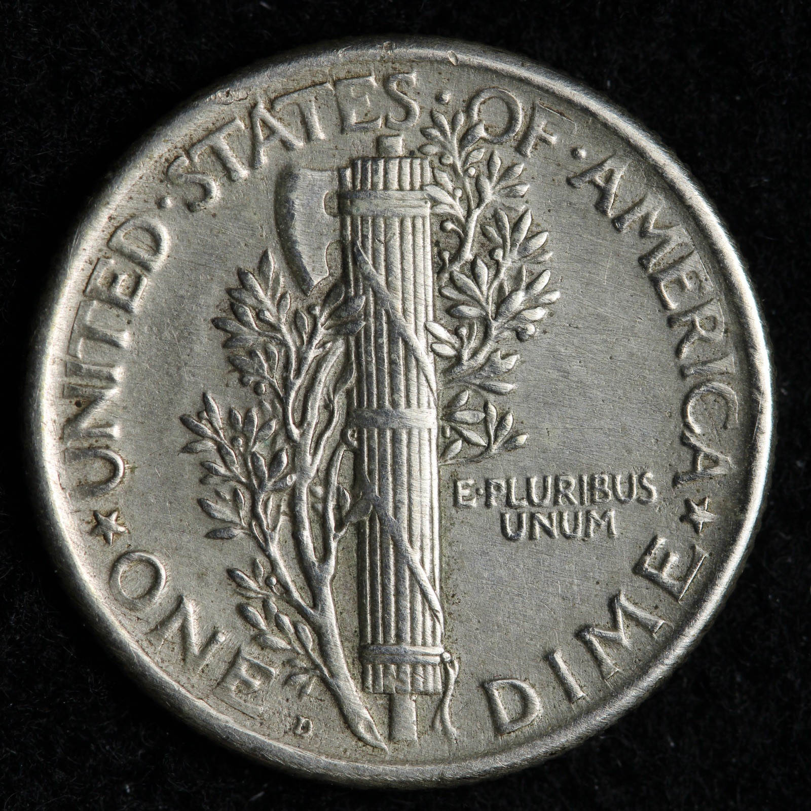 1918-D Mercury Silver Dime AU E302 AVCM