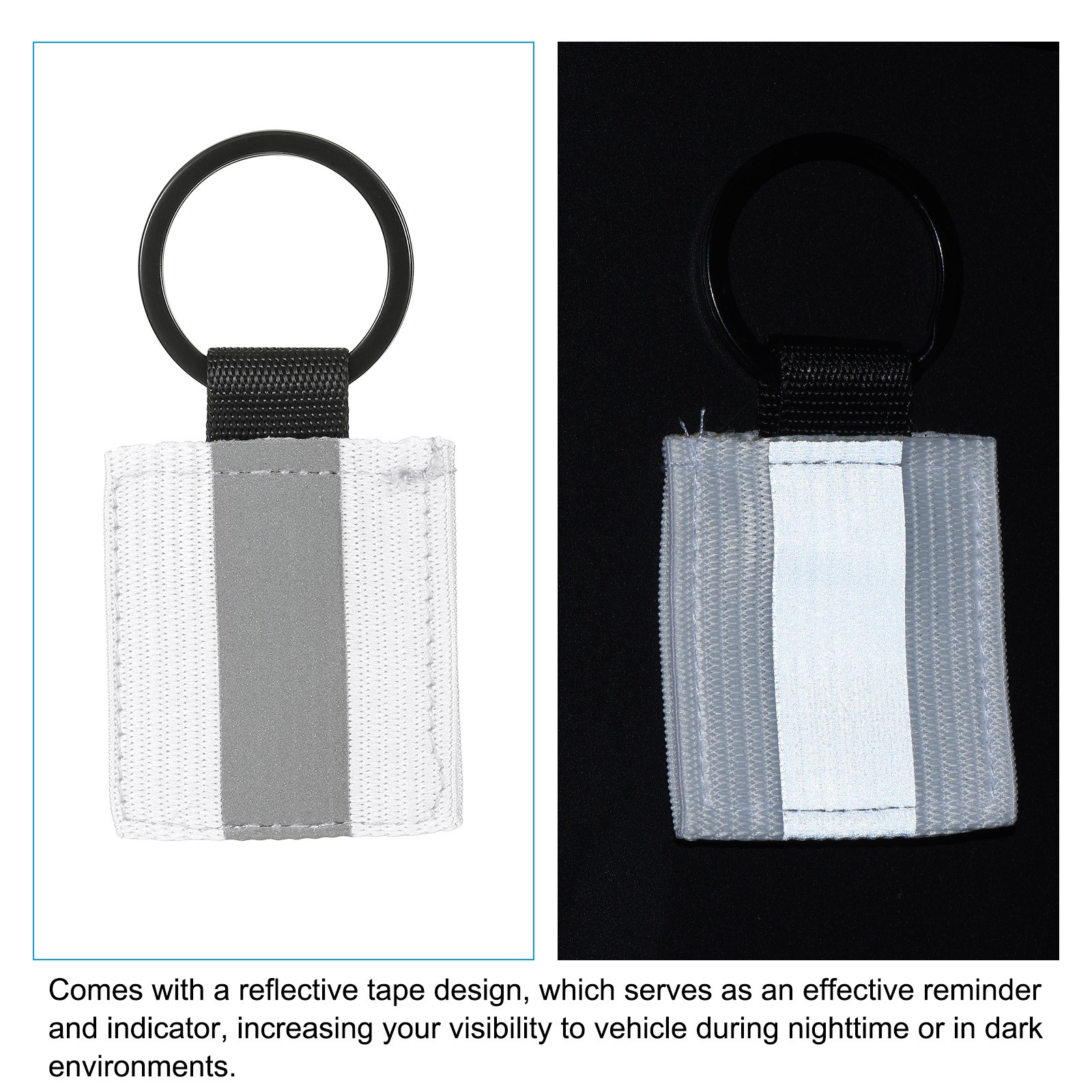9 Pcs Reflective Keychain Tags, Reflective Zipper Pulls, White