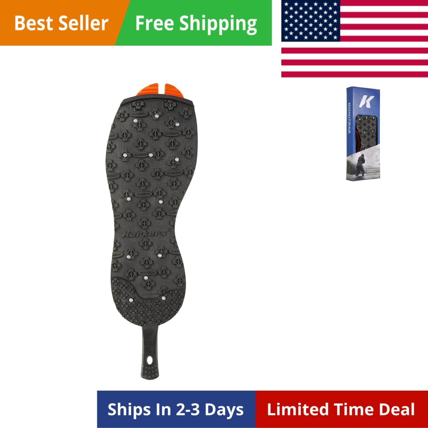 OmniTrax v3.0 Studded Kling-On, Black/Orange