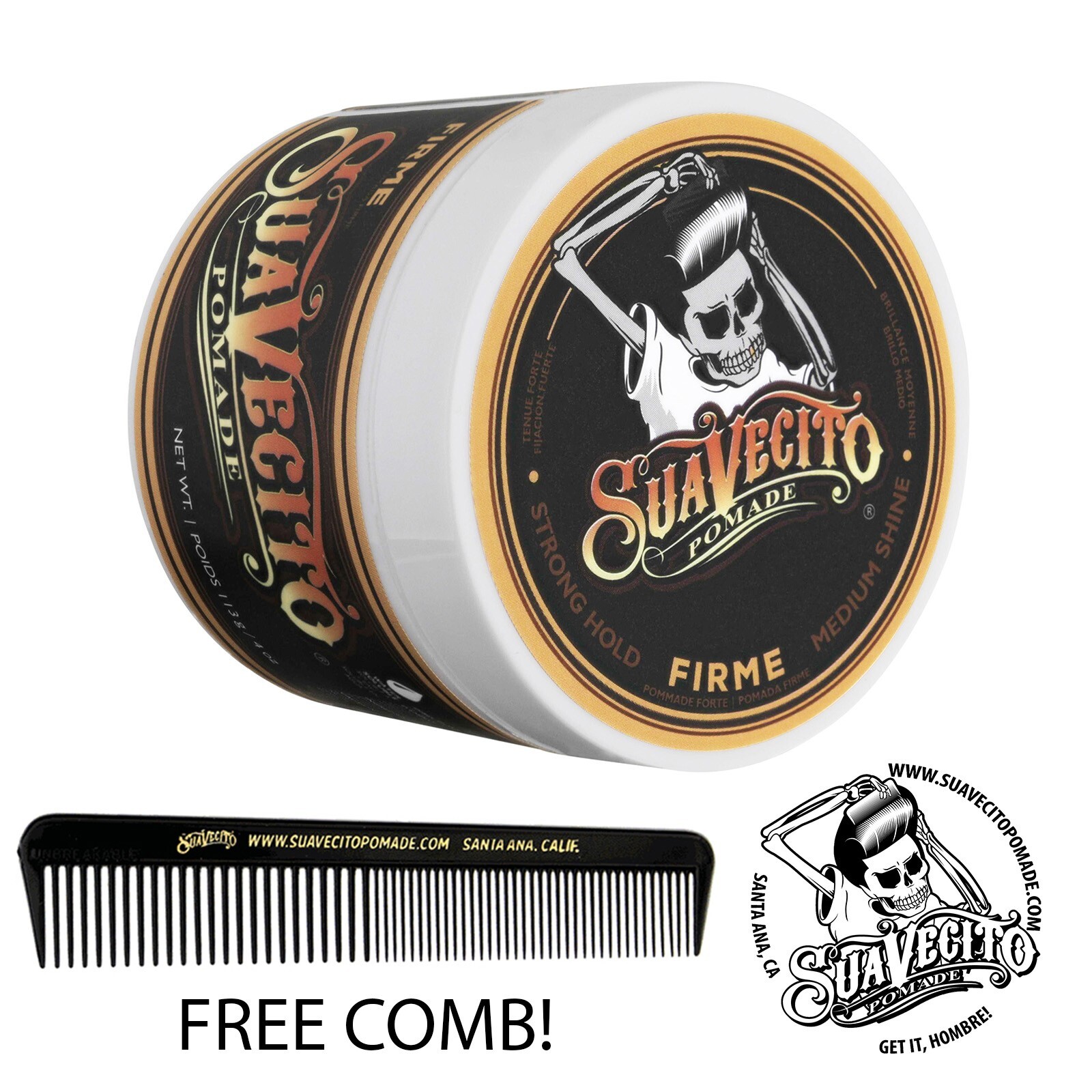 Suavecito Firme (Strong) Hold Pomade 4 oz. Can