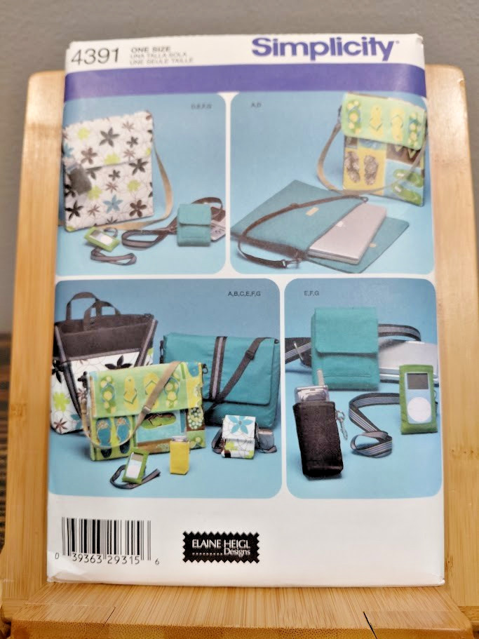 Simplicity 4391 Bags Accessories Laptop Bag Sewing Pattern Uncut