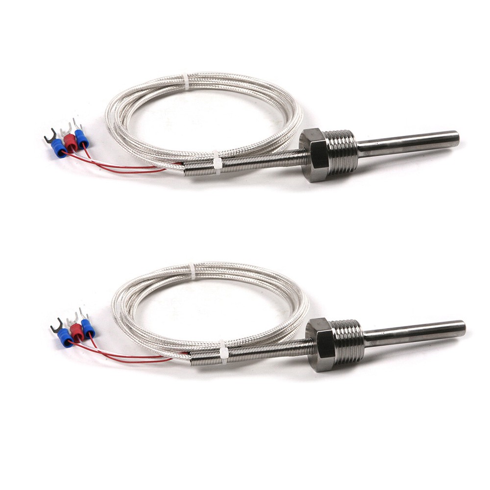 2x Temperature Sensor Probe Waterproof Pt100 Ohm Probe Sensor w/ Insulation Lead