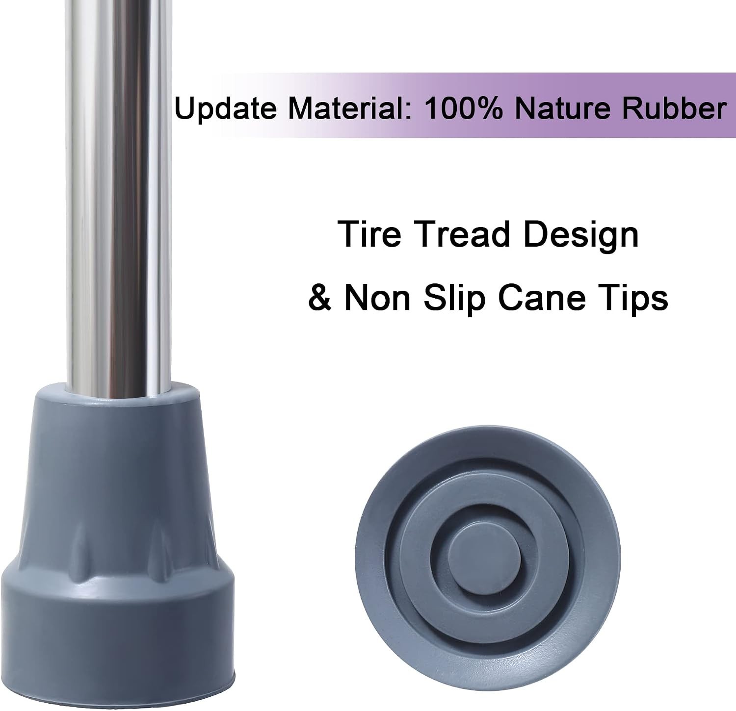 Effortless Installation: 7/8 Inch Gray Rubber Cane Tips – 2 Pack for Every Cane