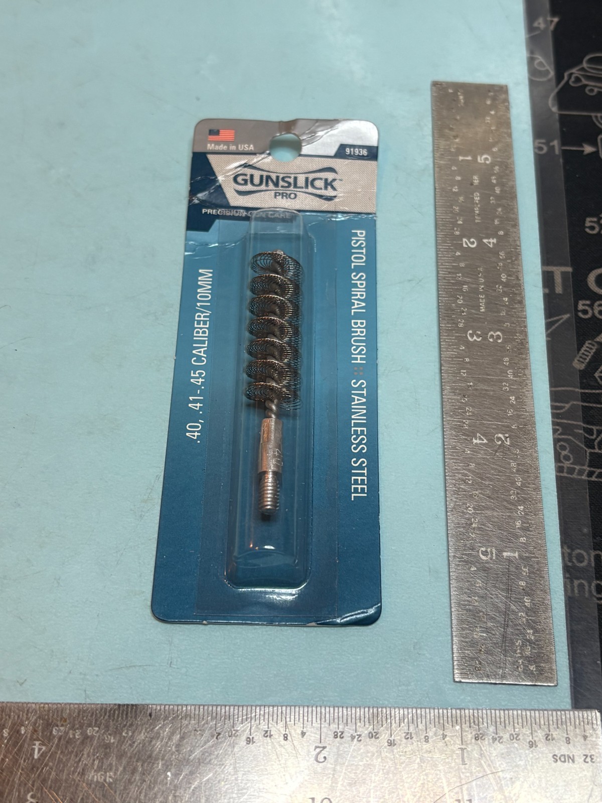 Gunslick Pro Pistol Bore Brush .9mm .40-.45  Caliber Spiral Stainless Steel New