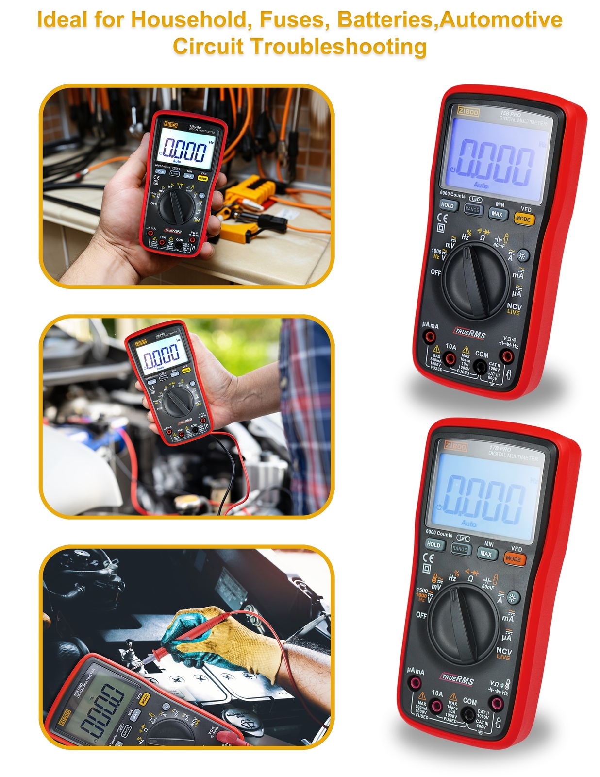 ZIBOO 15B PRO 17B PRO True RMS Digital Multimeter ✦Kd