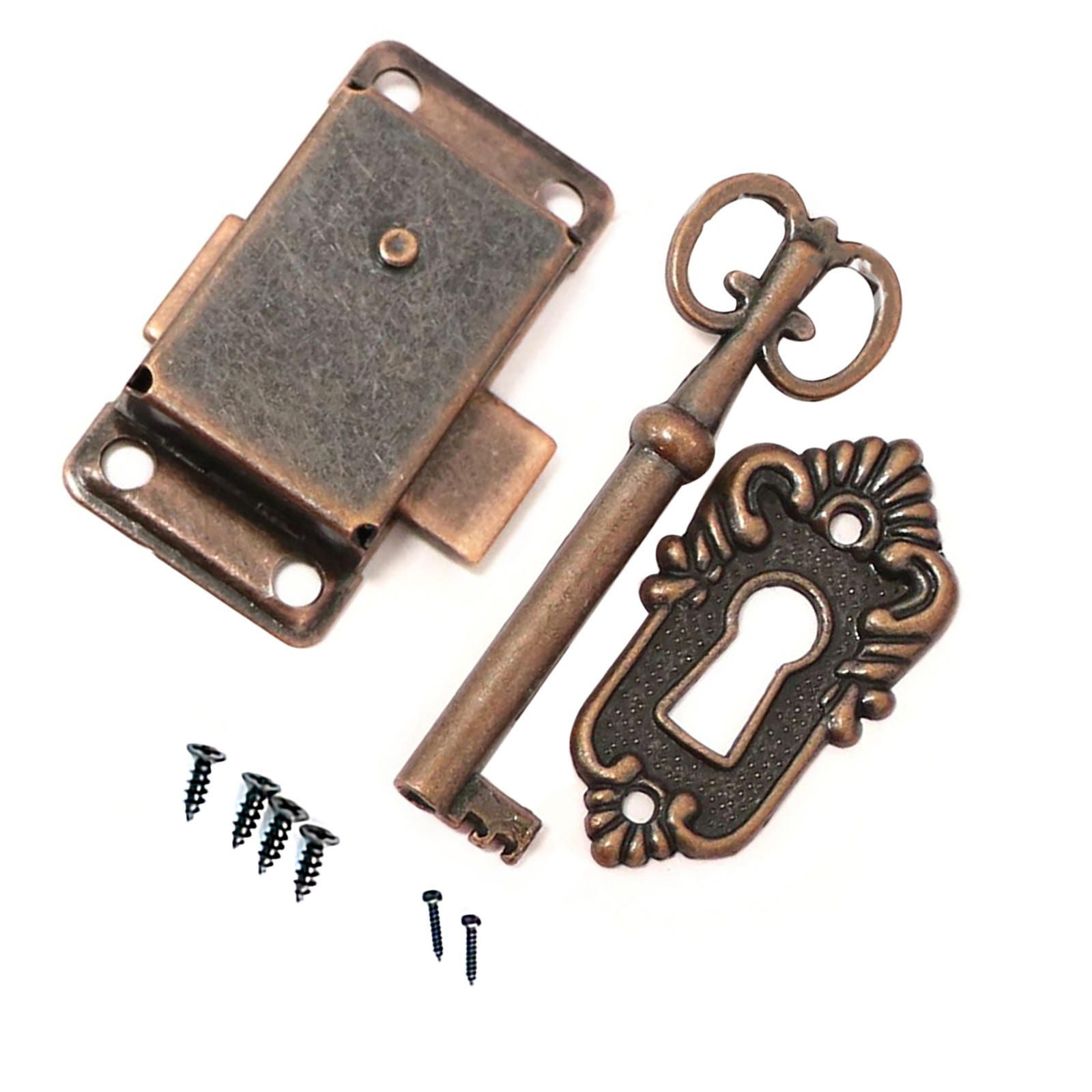 Furniture Cabinet Door Lock Set W/ Key Antique Drawer Wardrobe Lock Decoration[