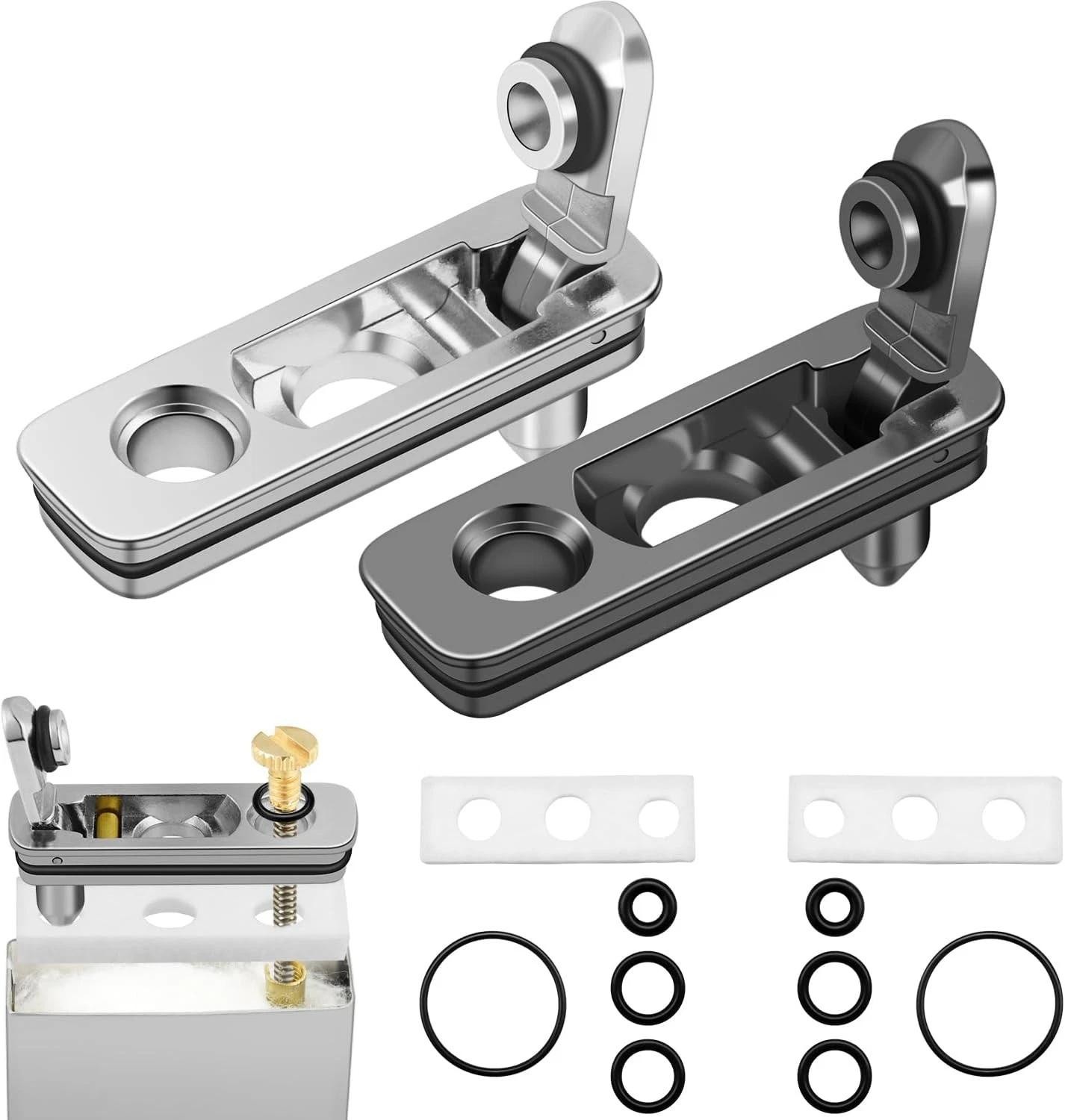 2 Set Lighter Gasket Seal Metal Repair Insert Sliver+black 2pcs