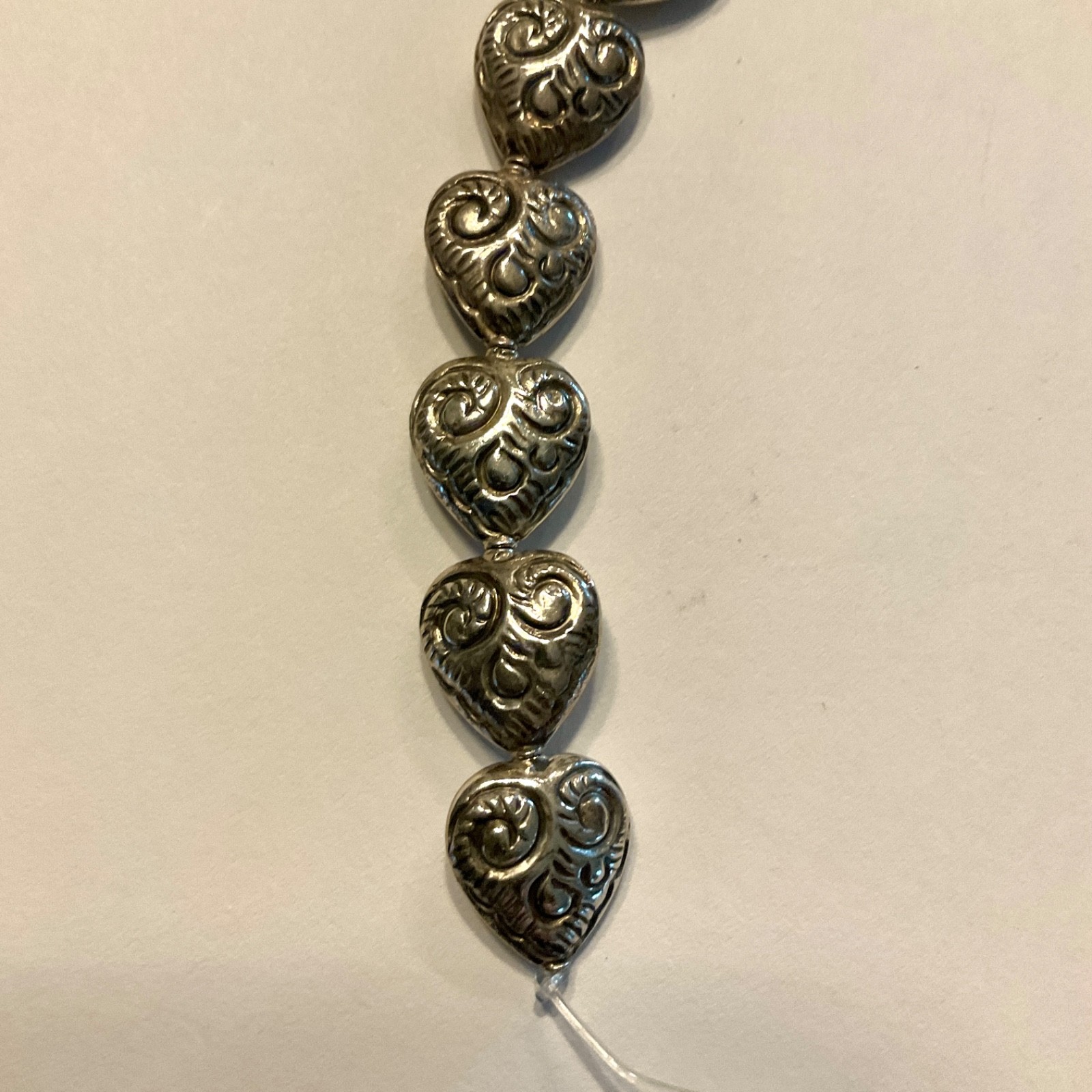 Lot of 12 Sterling Silver Puffy Heart Beads Indonesia 8.35 grams New Old Stock
