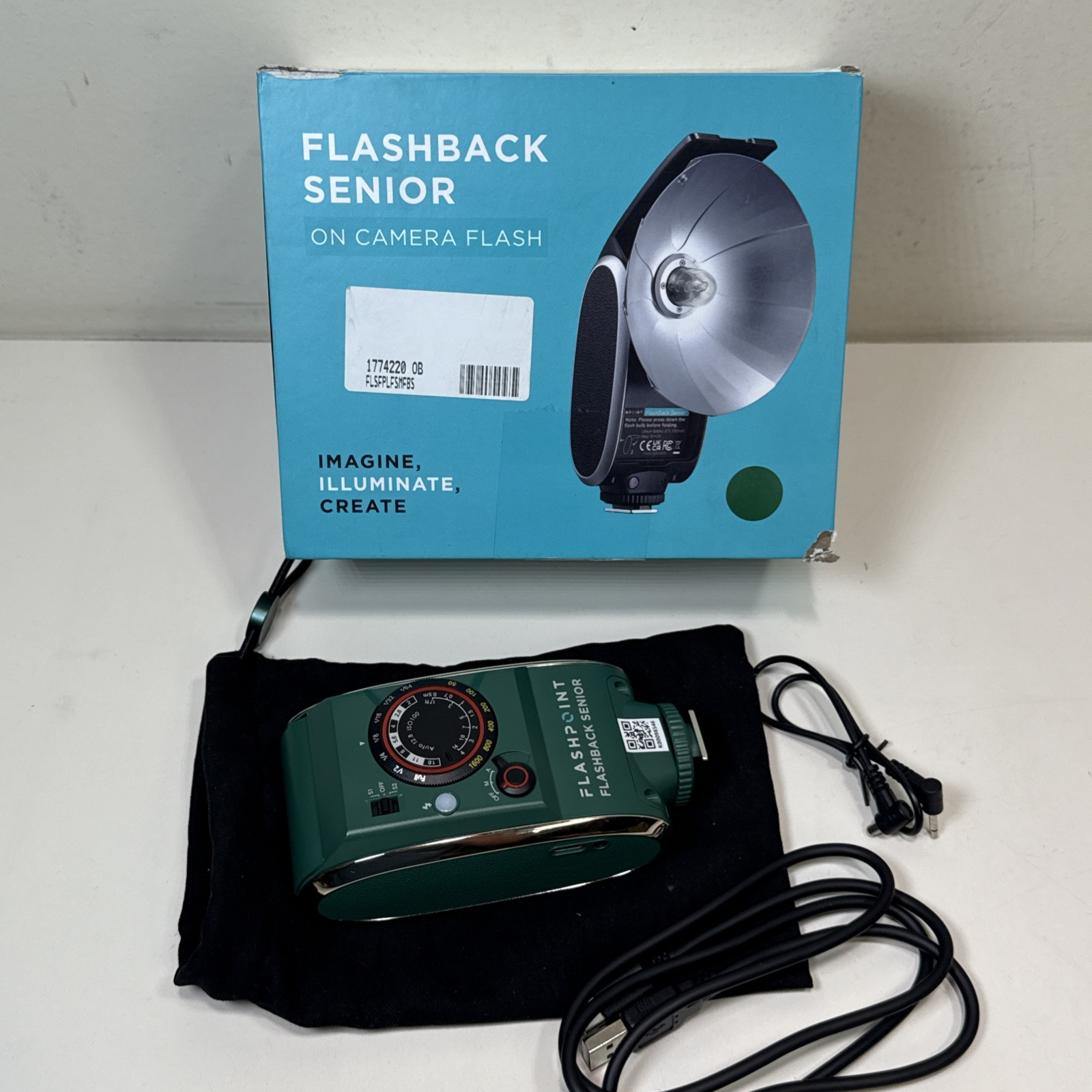 Flashpoint FlashBack Senior On-Camera Flash, Green. Tested