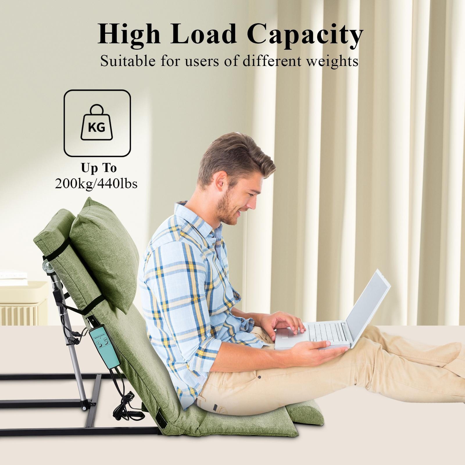 2-80° Adjustable Electric Lifting Bed Backrest Folding Folding Back Rest Support