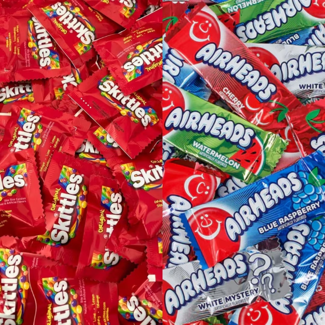 Airheads Assorted Candy & Skittles Original Fun Size | Bulk Candy Mix | 1,2,3 LB