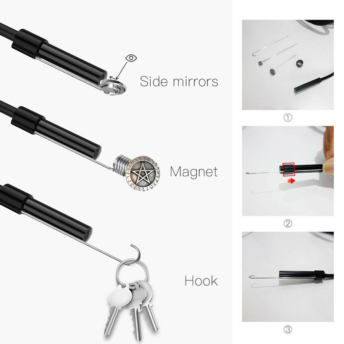 6LED HD Snake Endoscope Borescope Inspection Camera for USB Type C Android PC