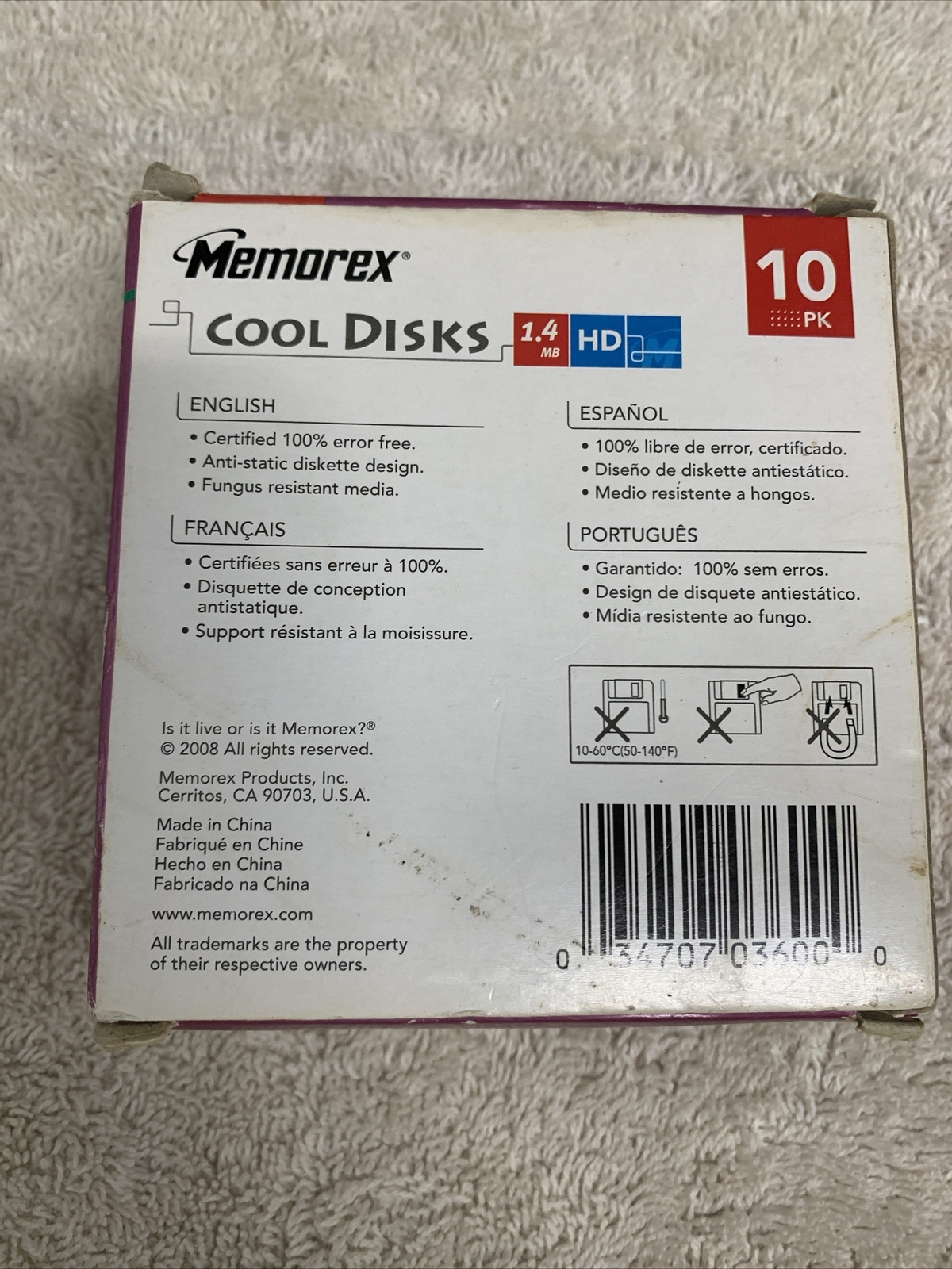 10 Pack Memorex 2HD 3.5" Computer Diskettes PC Format Cool Disks New Open Box