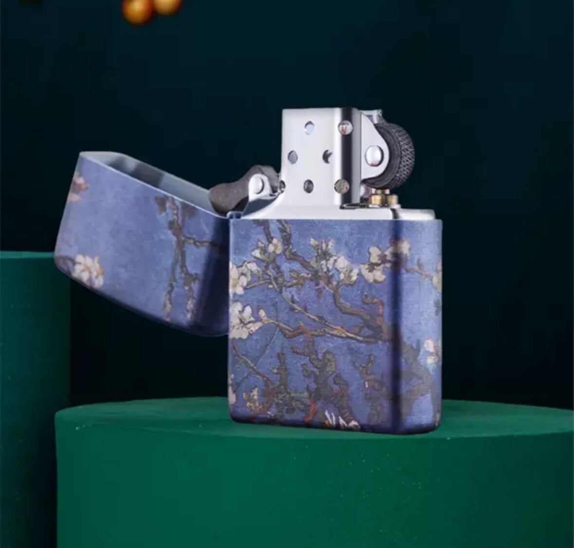 New Zippo oil Lighter Cherry tree with box