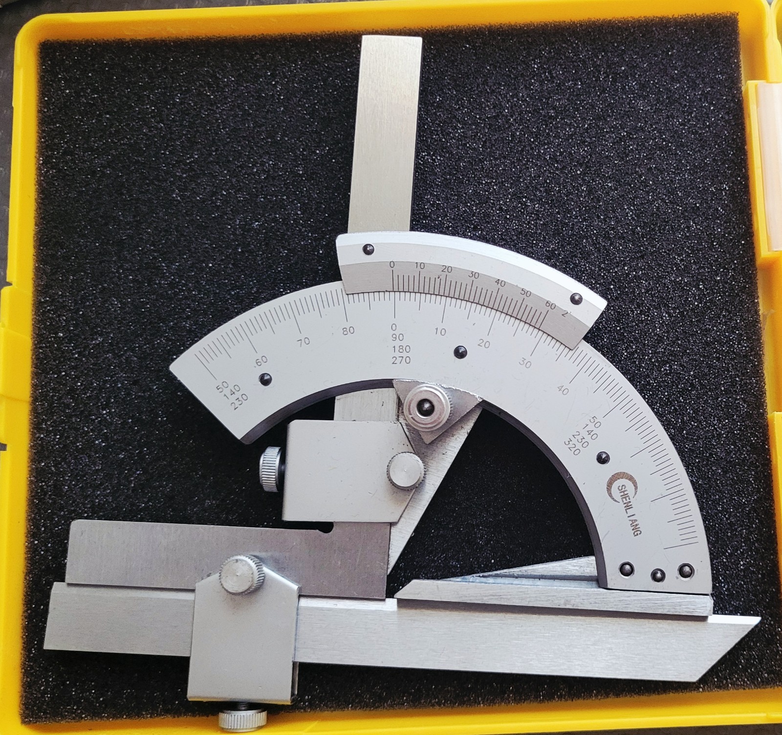 SHEN LIANG Bevel Protractor Semi-Circular Head 0-320° Range MPN 8569