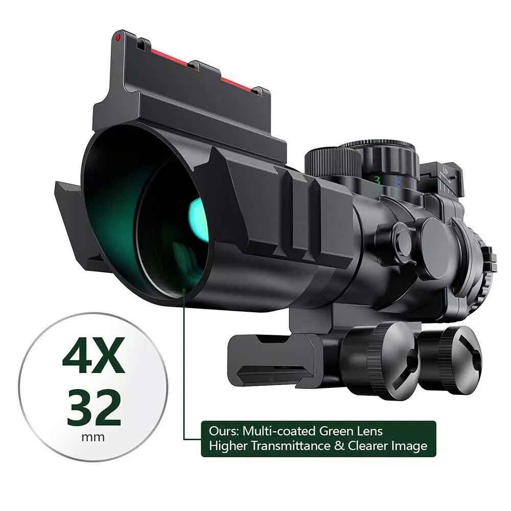 4x32 Tri-Color Illuminated Mil-Dot Scope for Kel-Tec KSG Aluminum Black