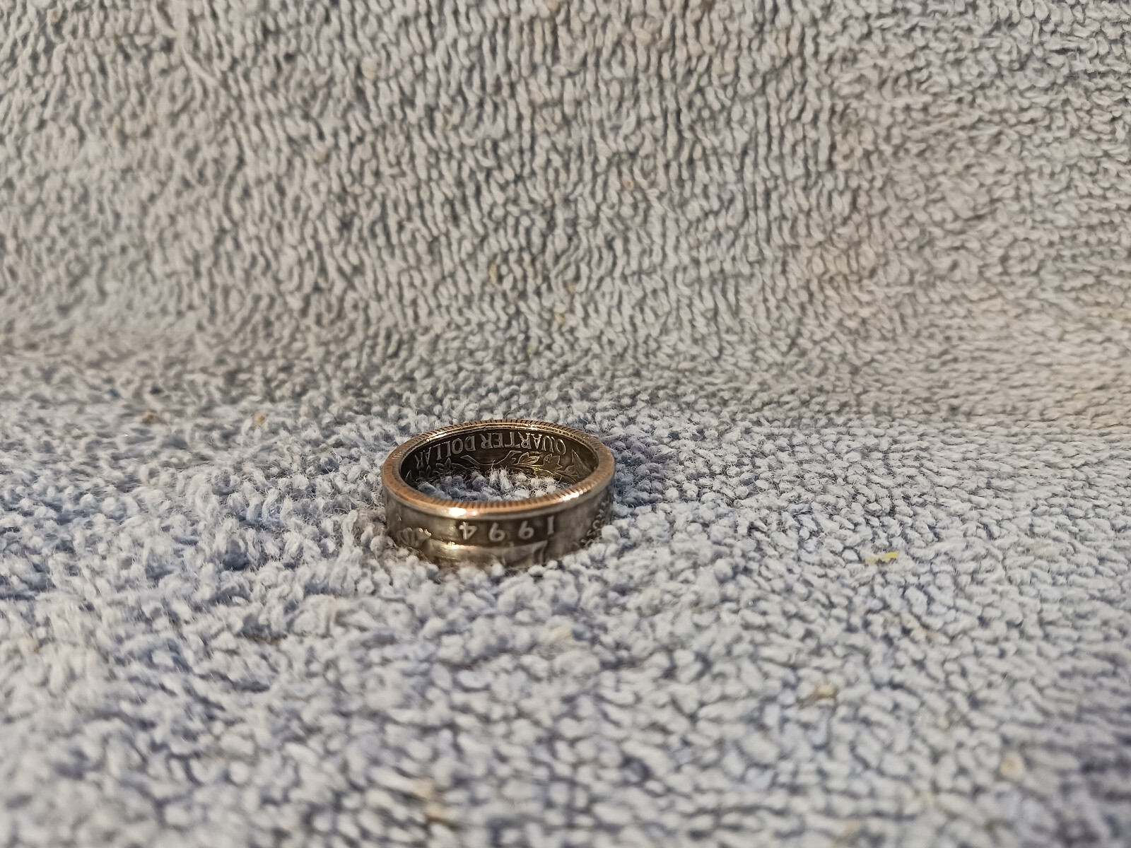 1994 Washington Quarters, Handmade Coin Ring, Size 7 -1/2 clad
