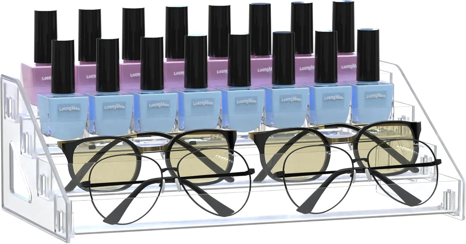 Sunglasses Organizer - Clear Eyeglasses Display Essential Oils Holder 4 Tier