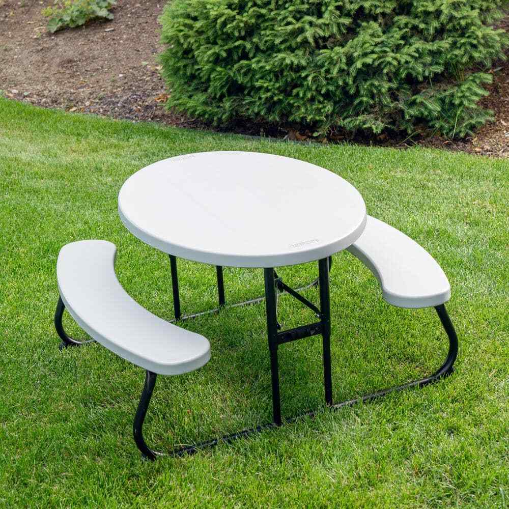 39.6" Pumice Oval Steel and Resin Kids Picnic Table Seats 4 Powder-coated Steel