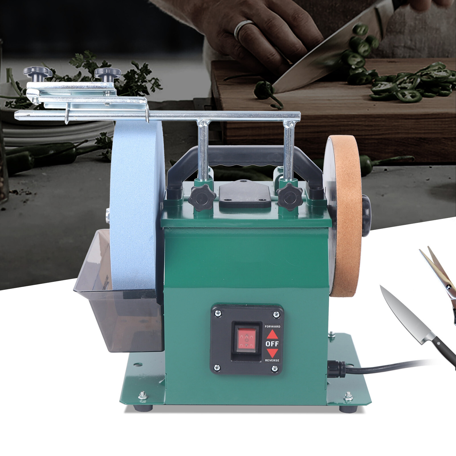 Electric Knife Sharpener Water-cooled Grinding Machine W/10" Sharpening Stone