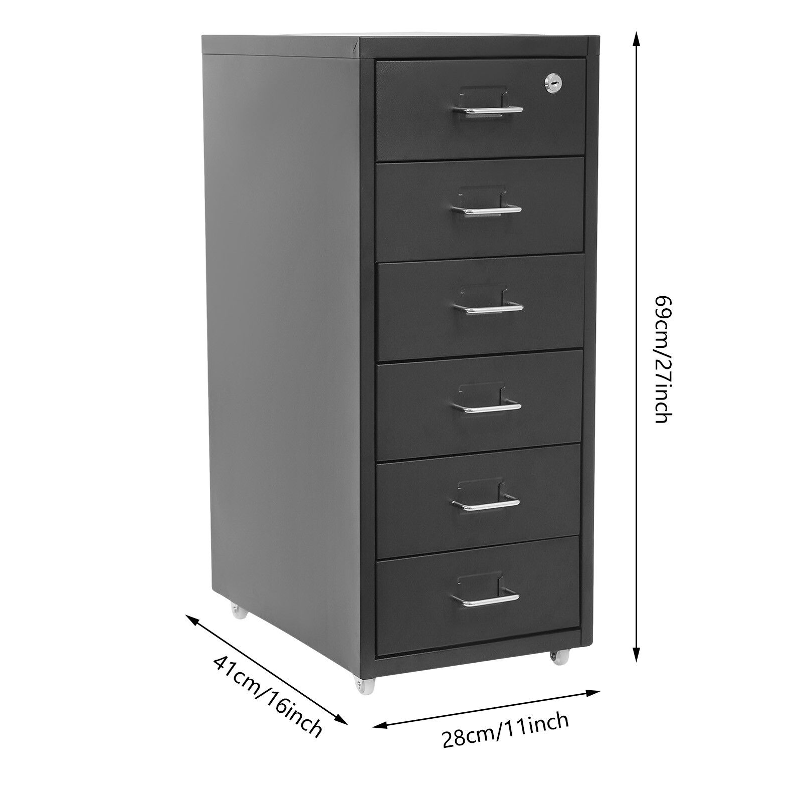 6 Tiers File Cabinet with Lock Metal Vertical Filing Cabinet for Office Home