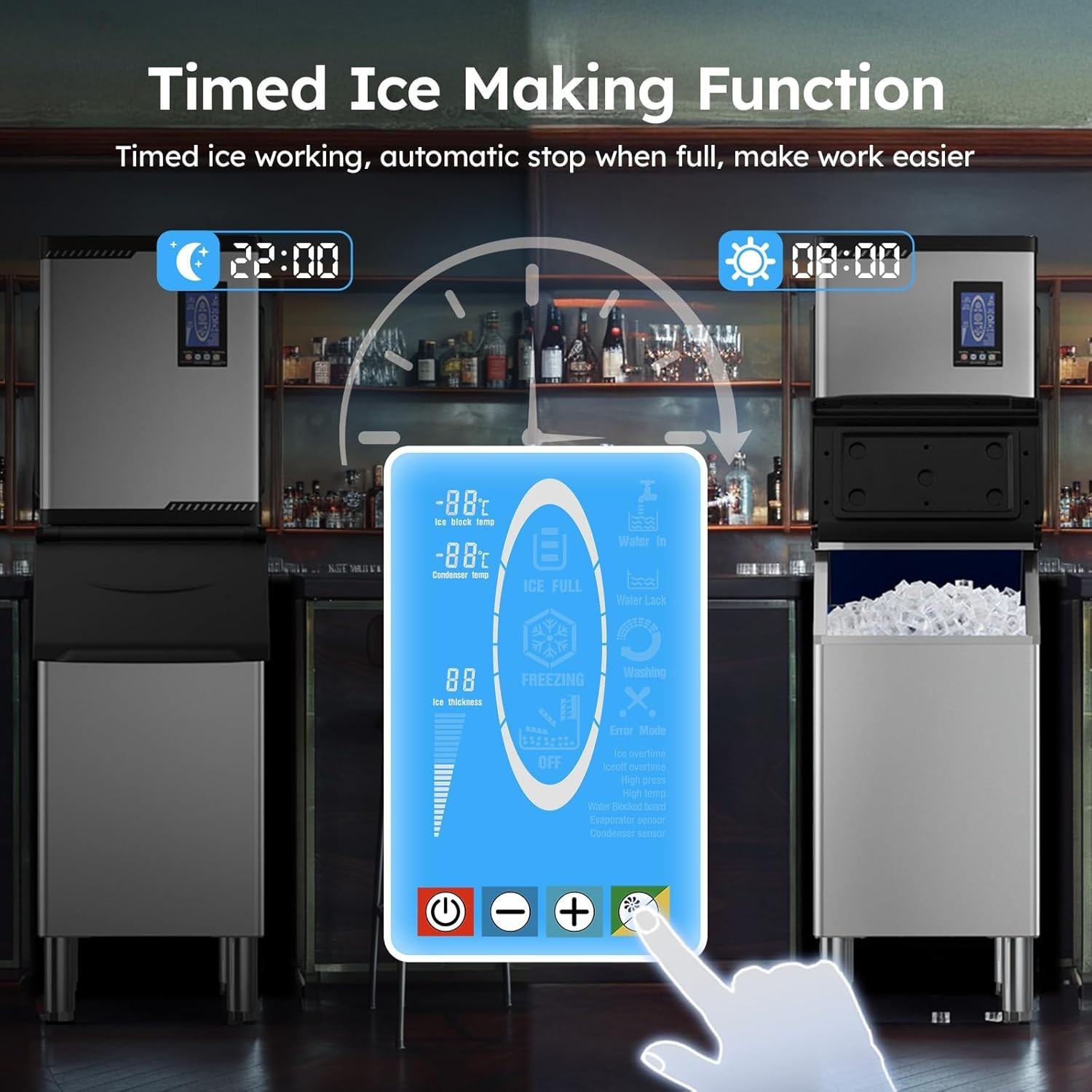 920LBS/24H Commercial Ice Maker Restaurant Ice Cube Machine 550lbs Storage Bin